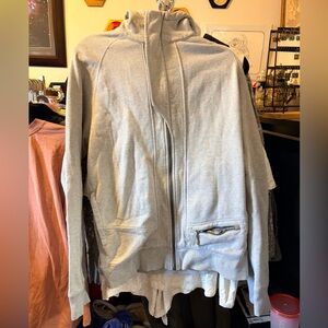 Lululemon Light Gray Zip-Up Hooded Sweatshirt